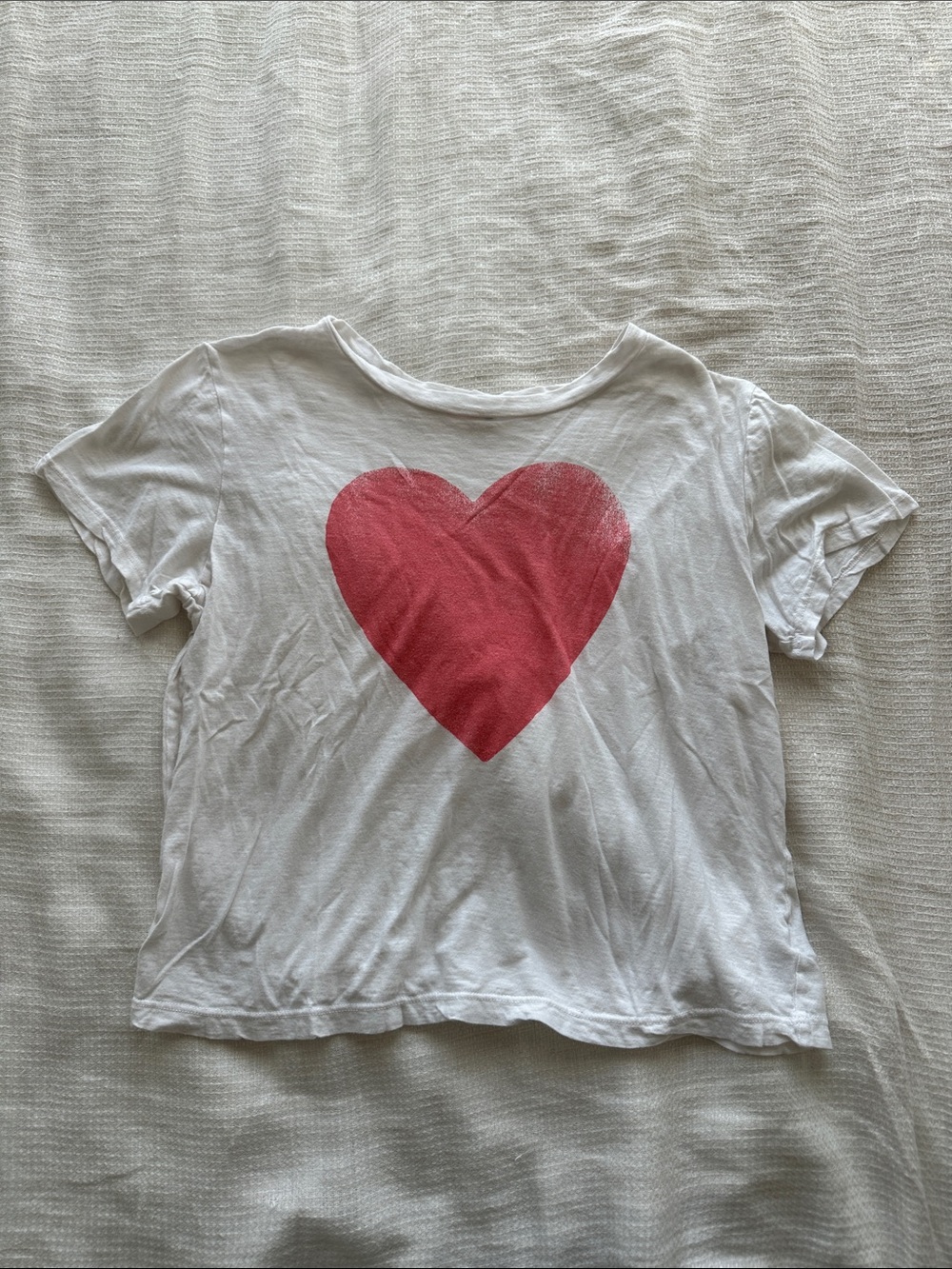 Sundry White Tee with Red Heart Graphic